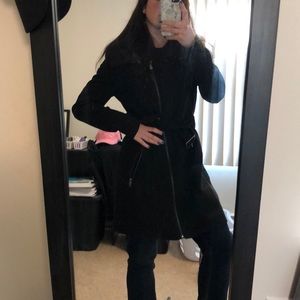Like new! Black pea coat with accent belt & zipper